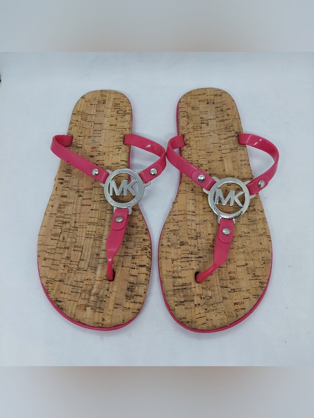 Michael Kors Cork Pink Jelly Thong Flip Flop Flats Sandals Womens Size 6 Summer